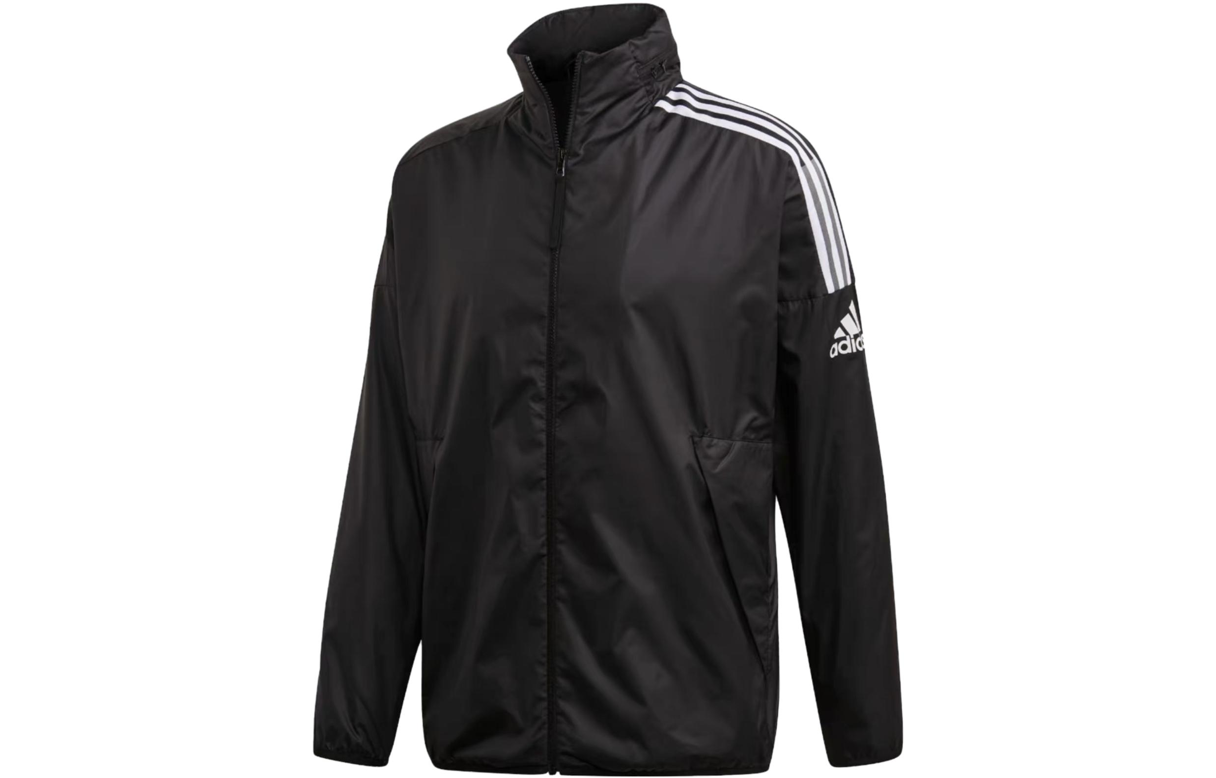 adidas M ZNE Windbreaker Retro Striped Zip-Up Jacket Black Casual Sportswear FQ7228