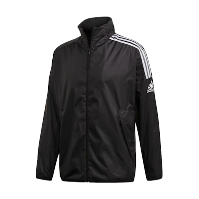 adidas M ZNE Windbreaker Retro Striped Zip-Up Jacket Black Casual Sportswear FQ7228