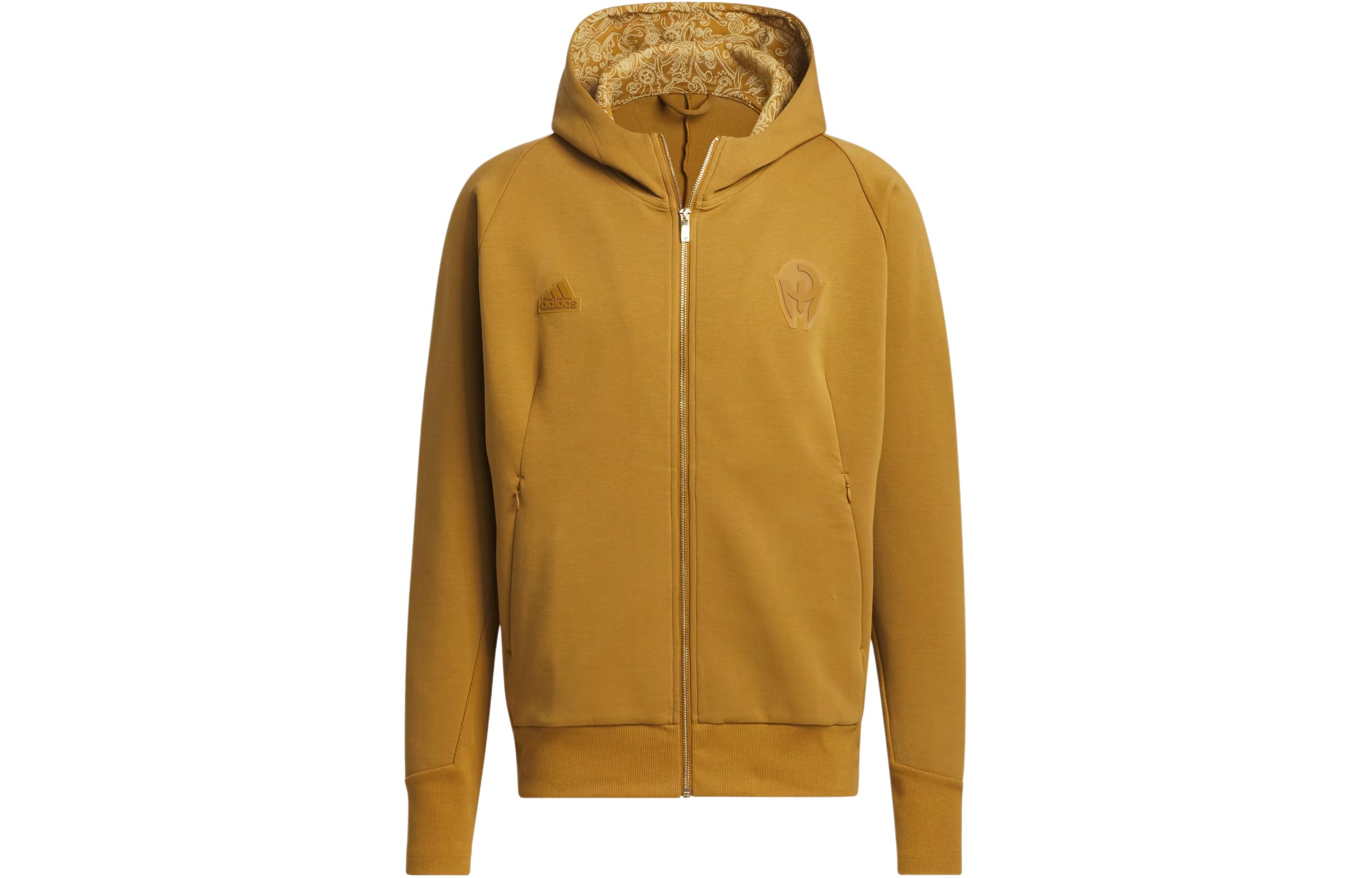 adidas Mahomes ZNE Premium Full-Zip Hoodie Brass with Patterned Lining IM8085