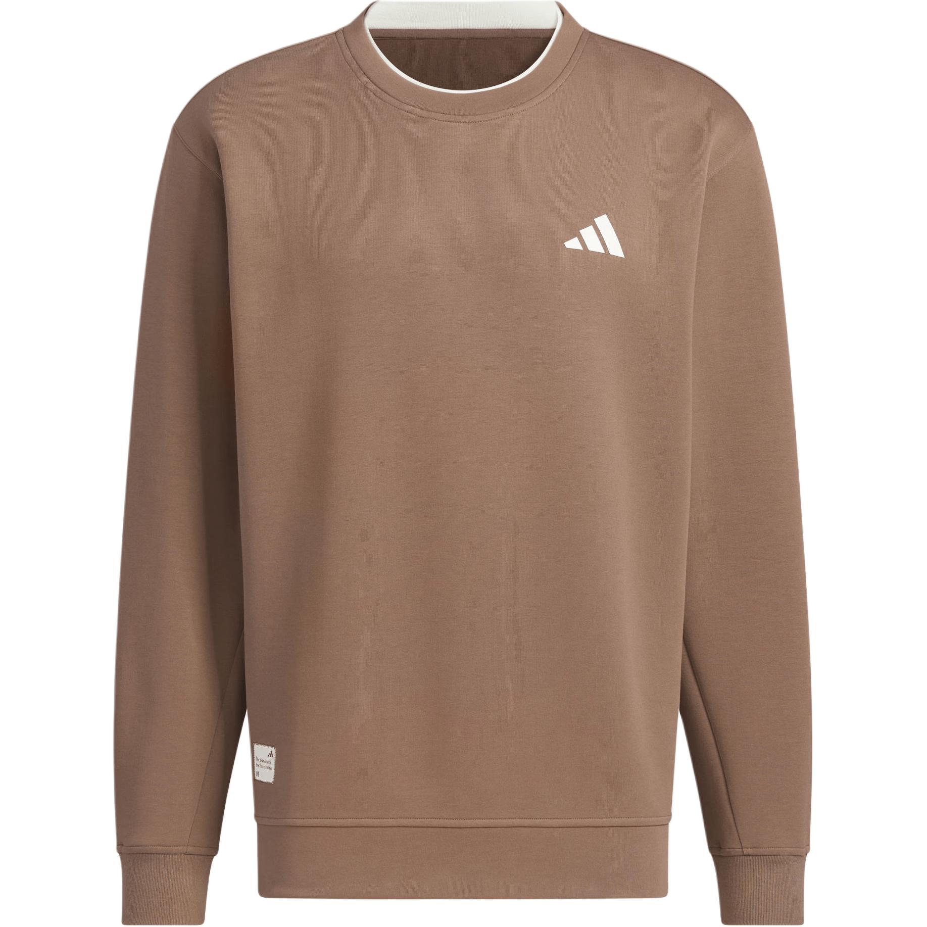 adidas MALL LOGO Sweat Brown Crewneck Pullover Sweatshirt Casual Fit JM3411