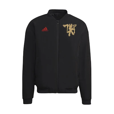adidas Manchester Logo Embroidered Bomber Jacket Black HT1991