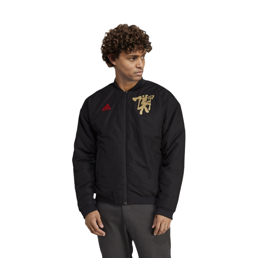 Lookbook 아디다스 맨체스터 로고 자수 봄버 자켓 블랙 HT1991