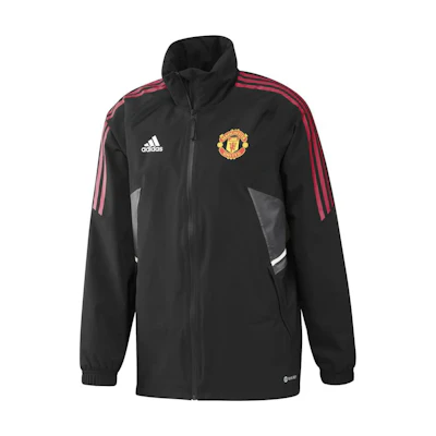 adidas Manchester United 2022-23 Retro Striped Rain Jacket Black H64017