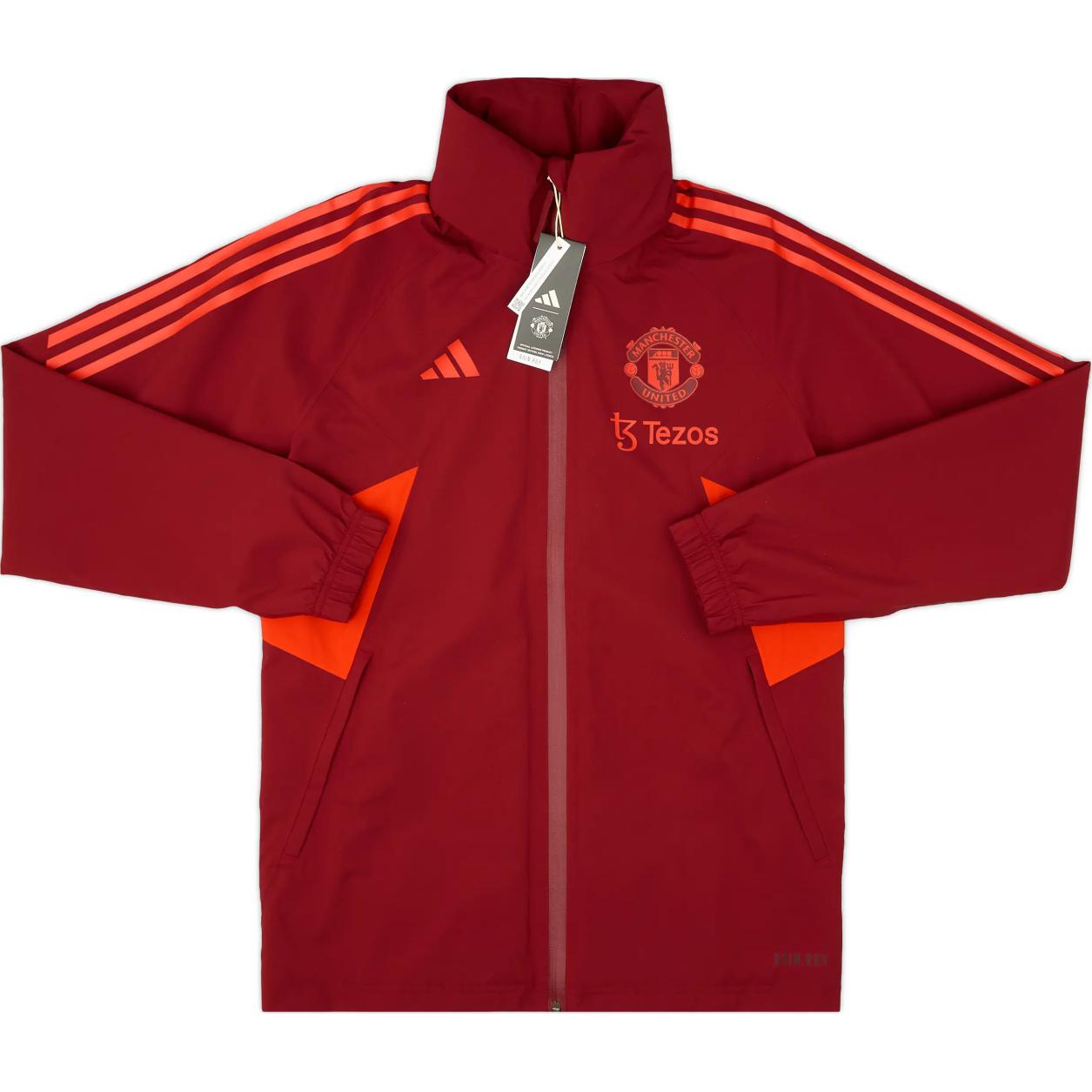 adidas Manchester United 2023-24 Retro Rain Jacket Red Unisex IA7263