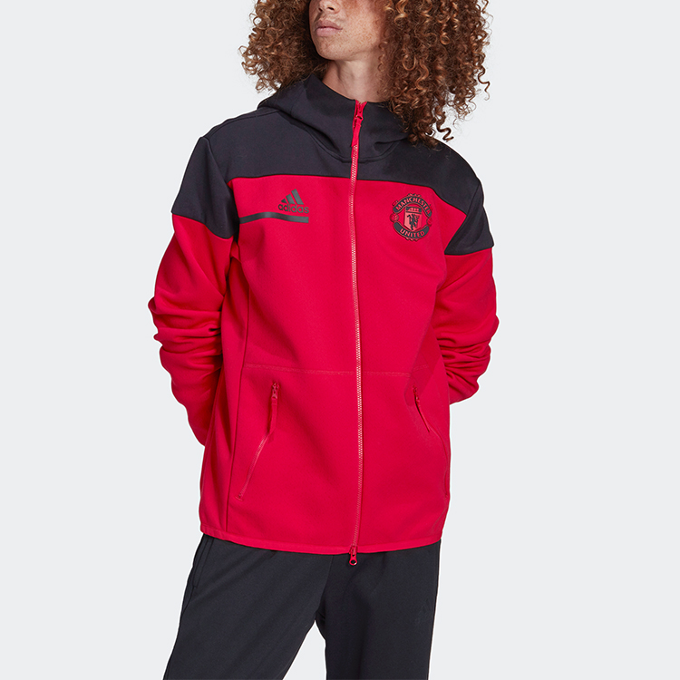 Shop adidas Jaket Sepak Bola Manchester United 20/21 Merah Pria GN4757