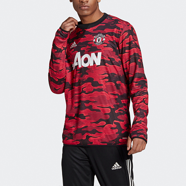 Shop adidas Manchester United Baju Latihan Corak Kamouflage Merah FR6031