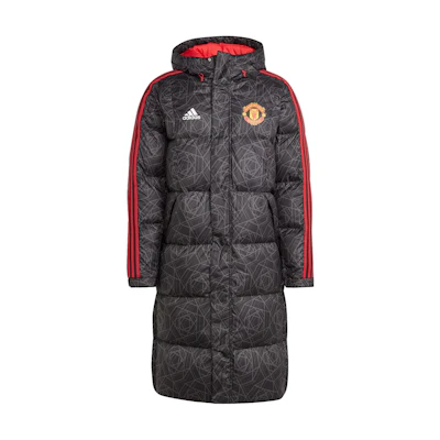adidas Manchester United DNA Down Coat Black Football Hoodie Jacket IA8535