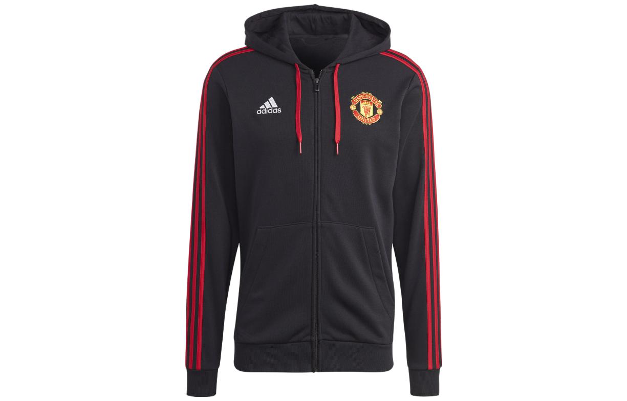 adidas Manchester United DNA Full-Zip Hoodie Black Three Stripes Jacket IA8529