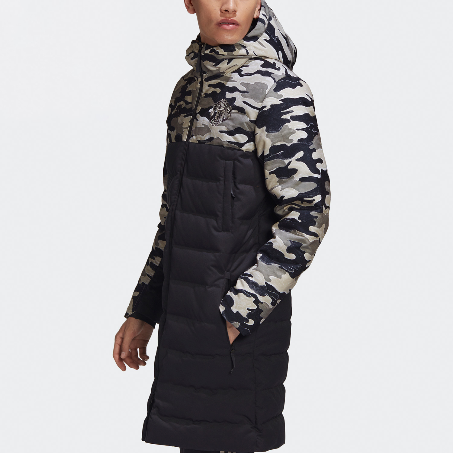 adidas Manchester United Embroidered Windproof Down Jacket Black Mens. FR3867 圖 6