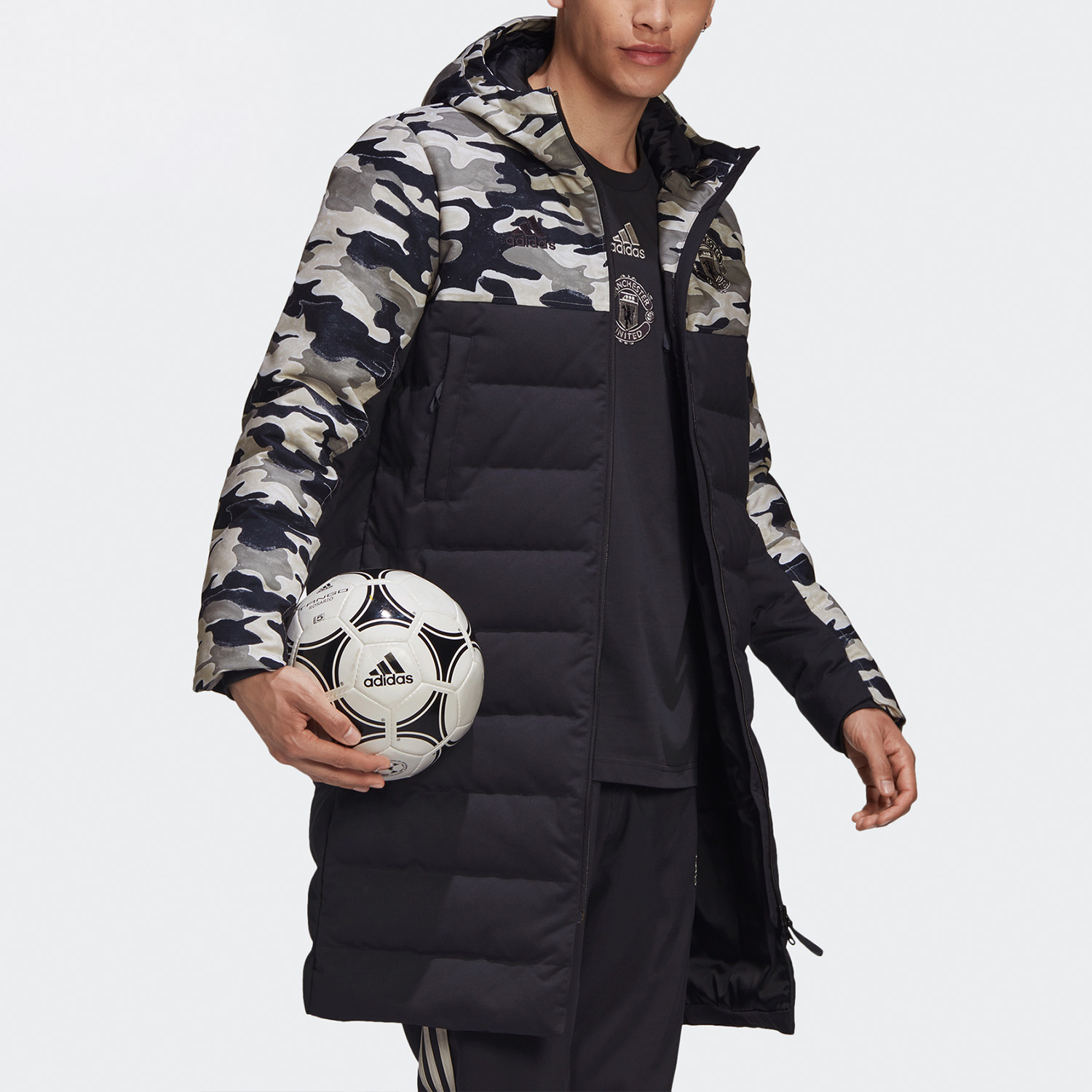 adidas Manchester United Embroidered Windproof Down Jacket Black Mens. FR3867 圖 7