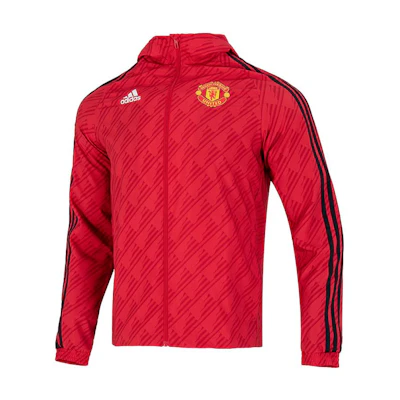 adidas Manchester United Football Logo Track Jacket Hoodie Men Red HE6649