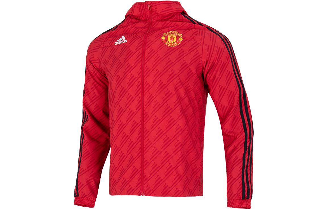 adidas Manchester United Football Logo Track Jacket Hoodie Men Red HE6649 圖 2