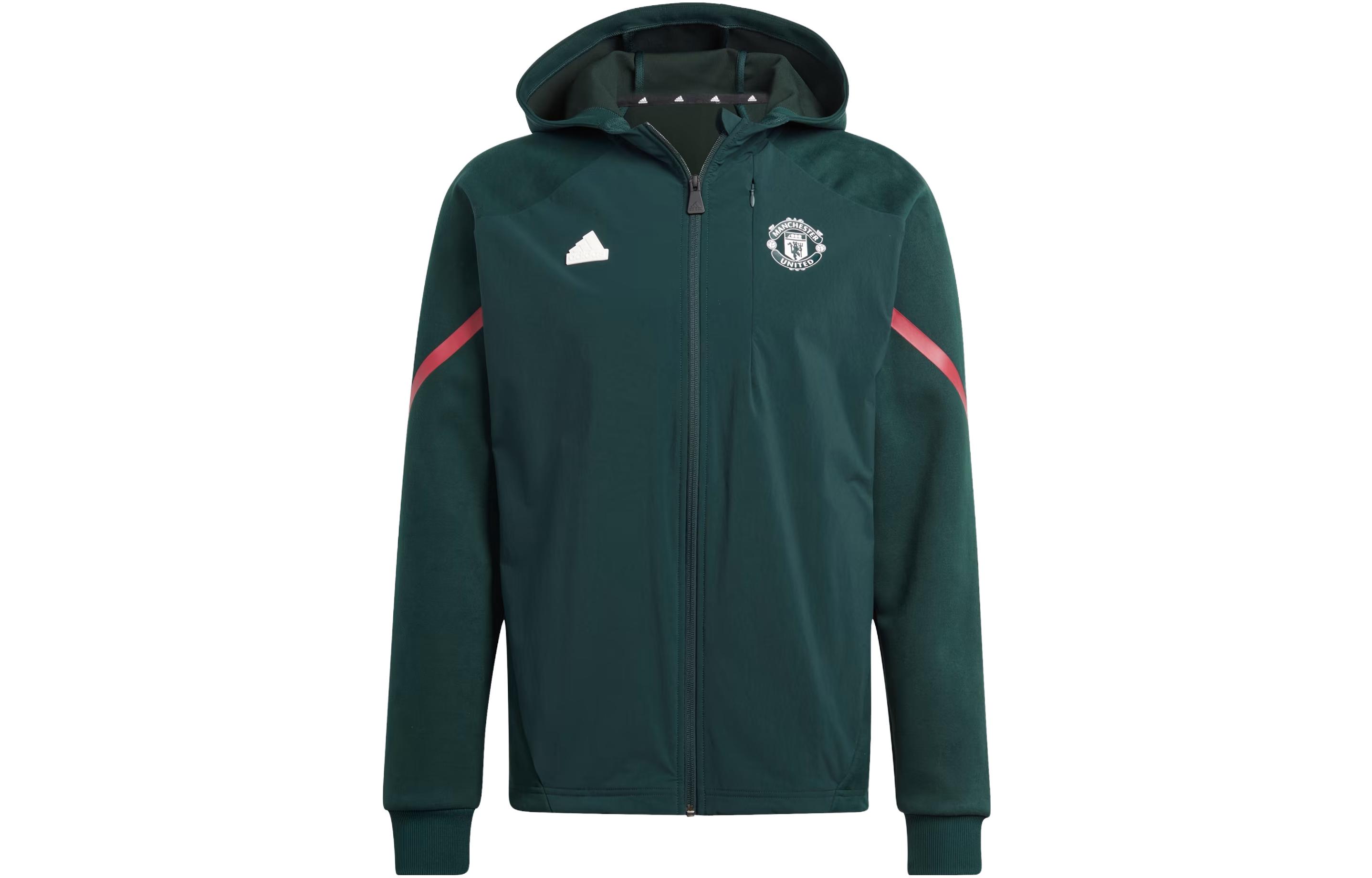 adidas Manchester United Gameday Full-Zip Hoodie Green Long Sleeve Logo IK8786