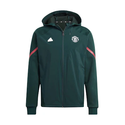 adidas Manchester United Gameday Full-Zip Hoodie Green Long Sleeve Logo IK8786