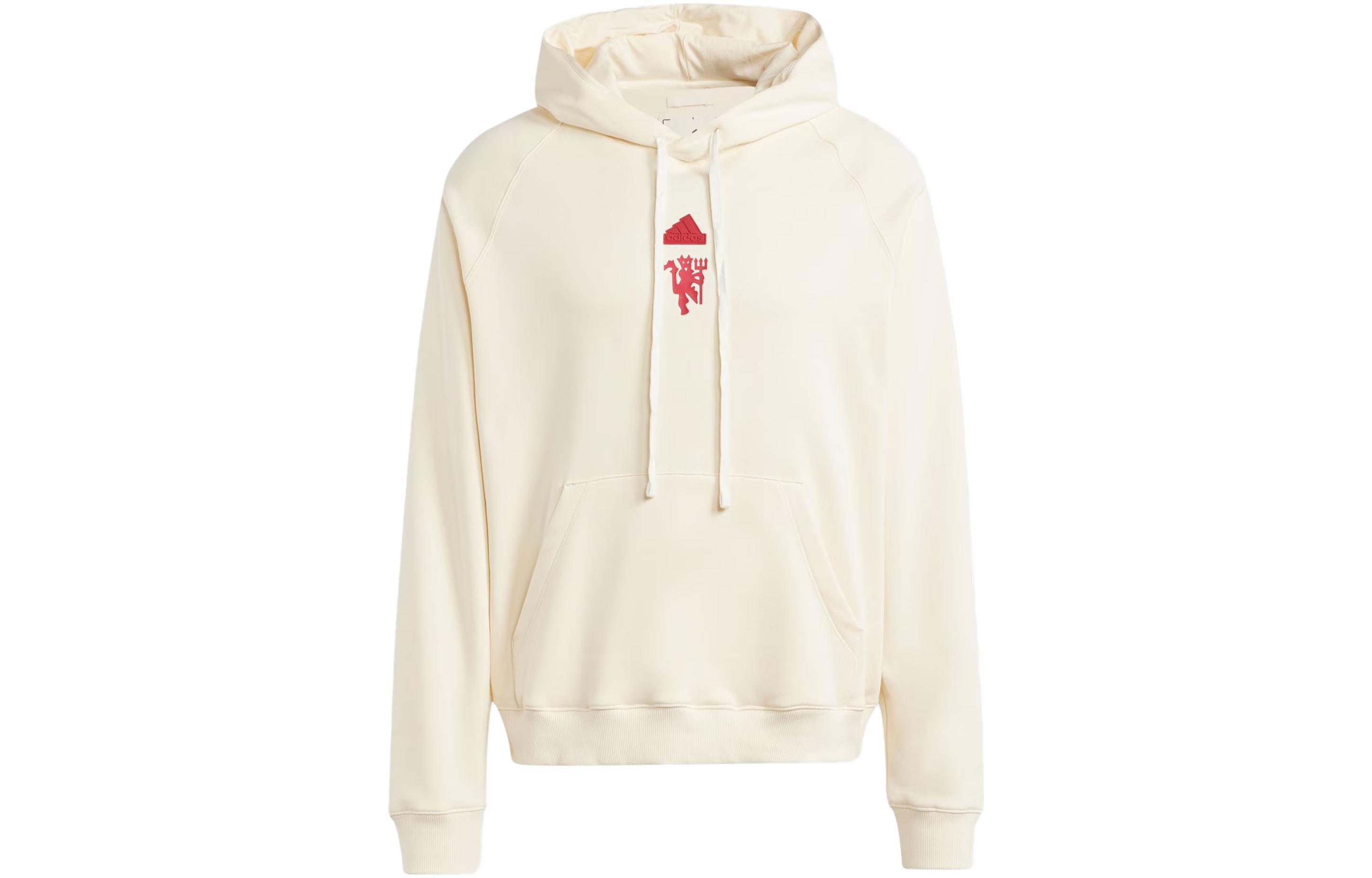 adidas Manchester United Lifestyler Logo Hoodie Cream - Casual Football Gear IA8545