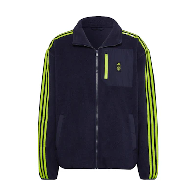 adidas Manchester United Logo Printed Striped Football Jacket Navy HE6645