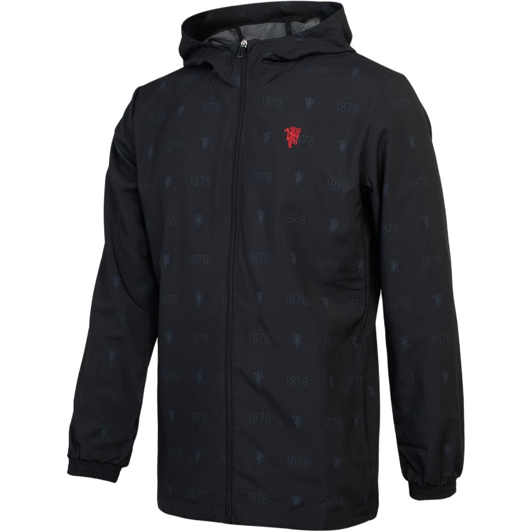 adidas Manchester United Logo Zip-Up Football Jacket Black H56689