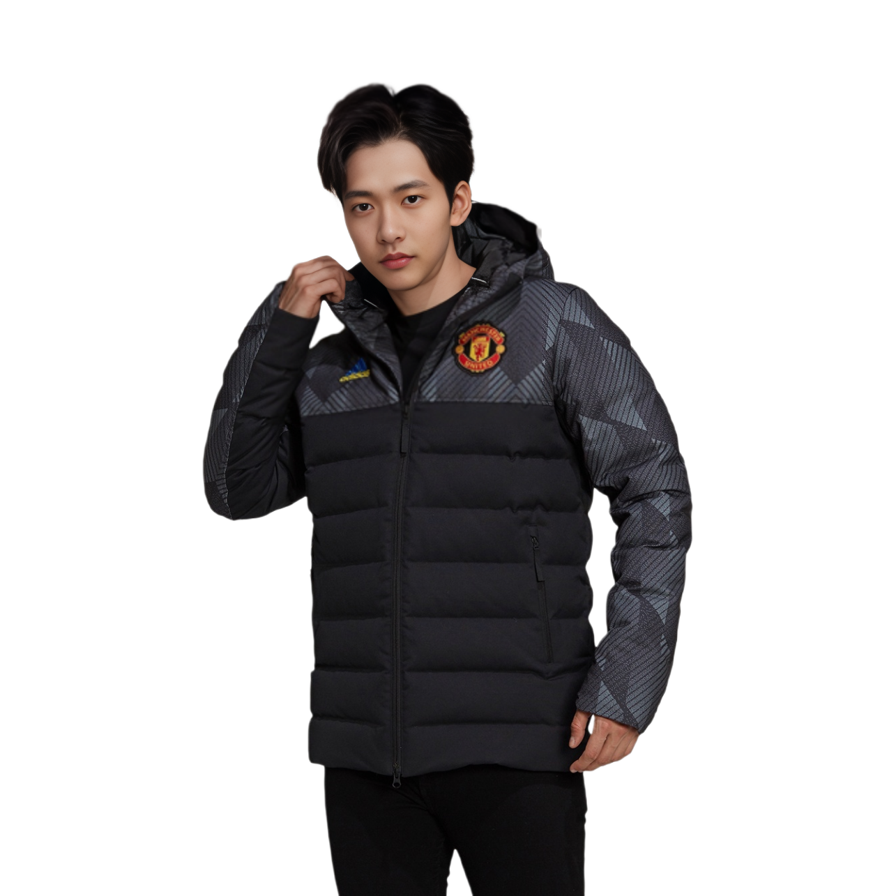 adidas Manchester United MUFC Winter Down Jacket Black Football Coat. GR3870 圖 3