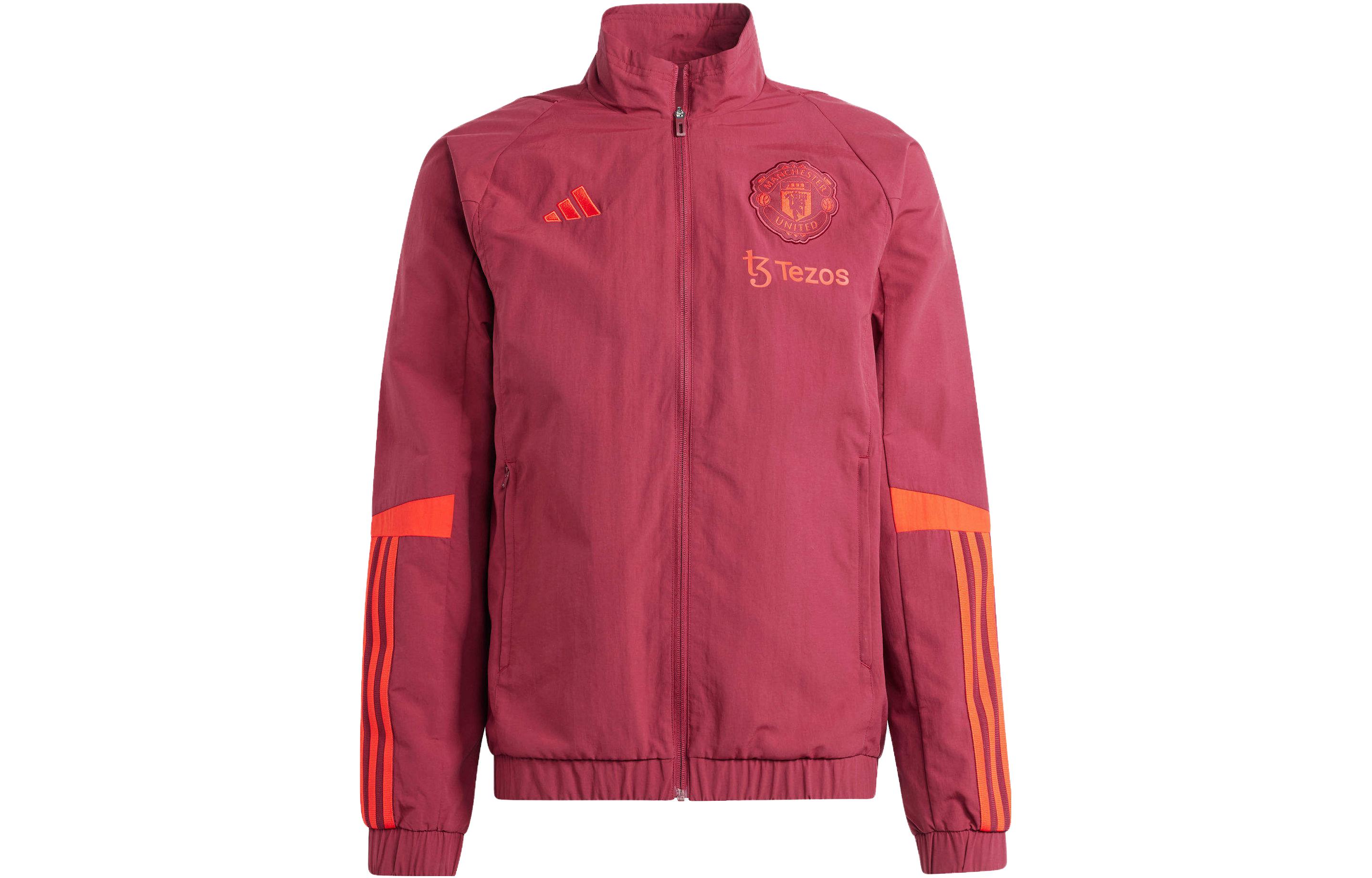 adidas Manchester United Retro Letter Stripe Track Jacket Red IA7278