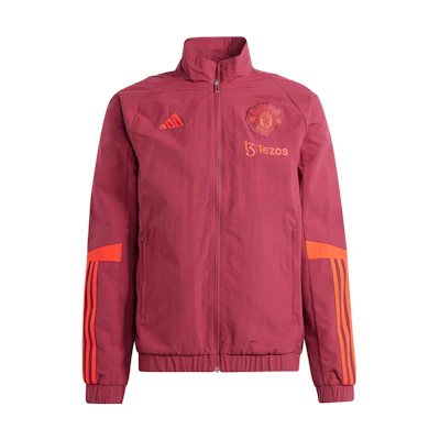 adidas Manchester United Retro Letter Stripe Track Jacket Red IA7278
