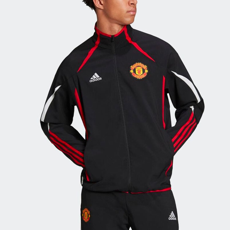 adidas Manchester United Retro Stripe Track Jacket Black  Long Sleeve H64069 圖 3