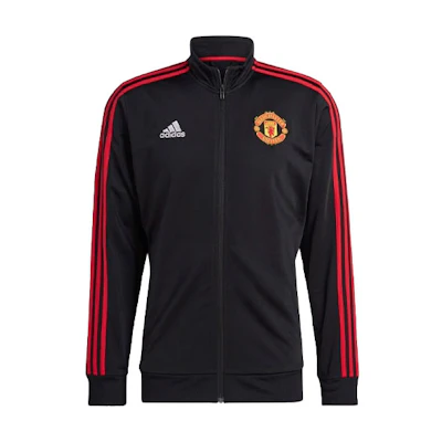 adidas Manchester United Retro Track Jacket Black Soccer Striped Design IA8533