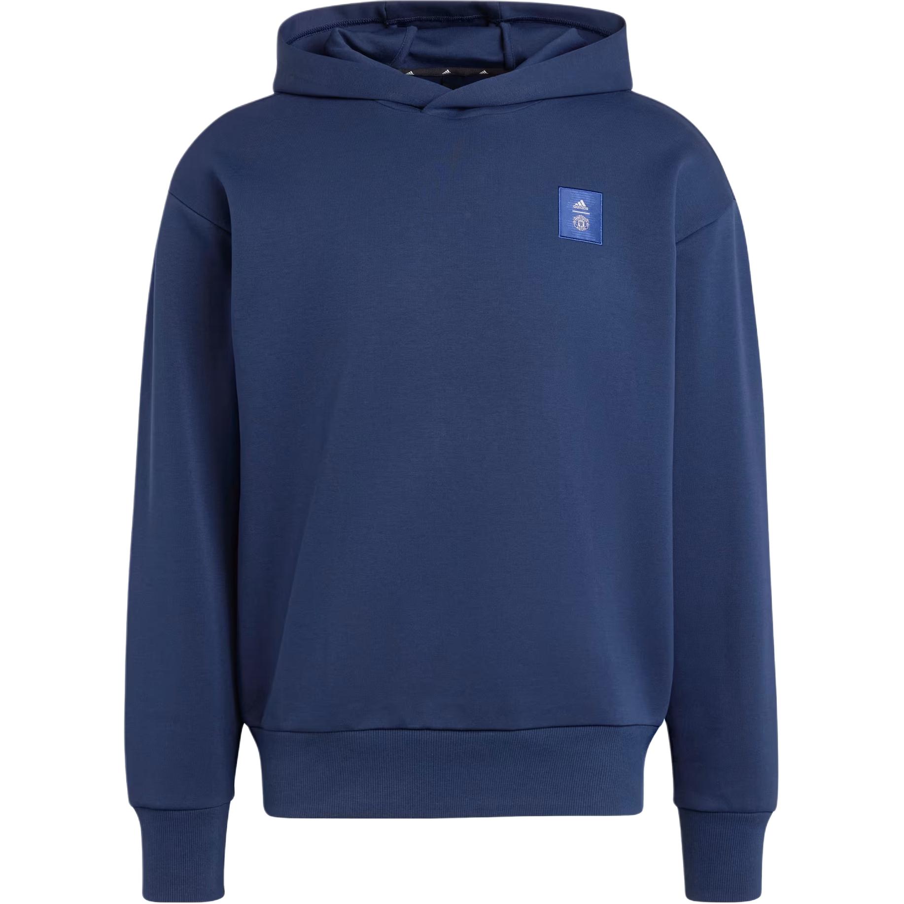 adidas Manchester United SS24 Hoodie Blue - Logo Fashion Team Crest Tee IT4193