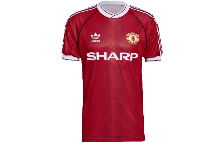 adidas Manchester United Striped Logo Short-Sleeve Jersey Red - HP0455