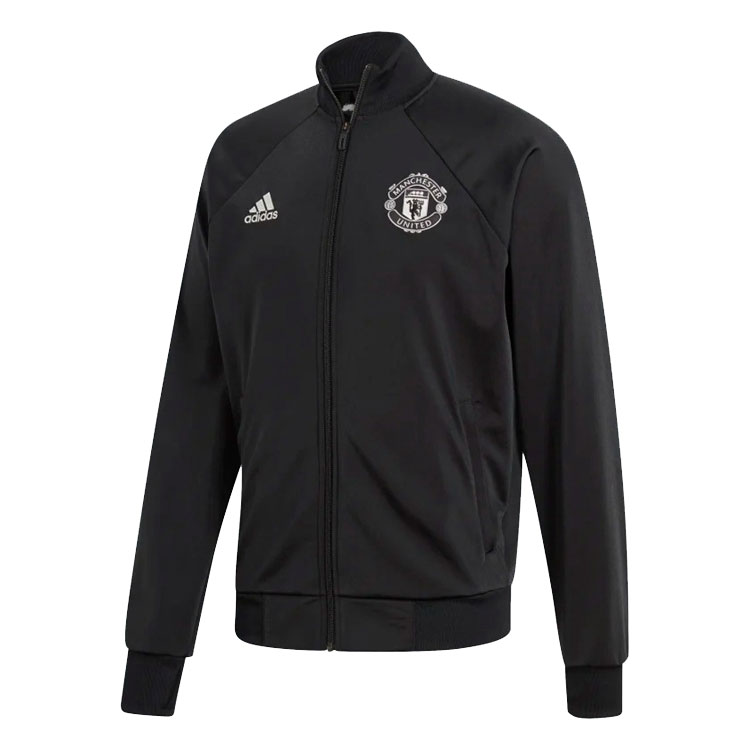 adidas Manchester United Striped Logo Track Jacket Black DX9082