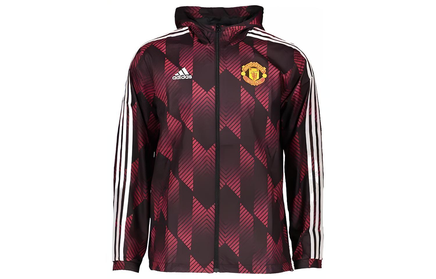 adidas Manchester United Striped Print Hoodie Jacket Purple - Sportswear GR3872