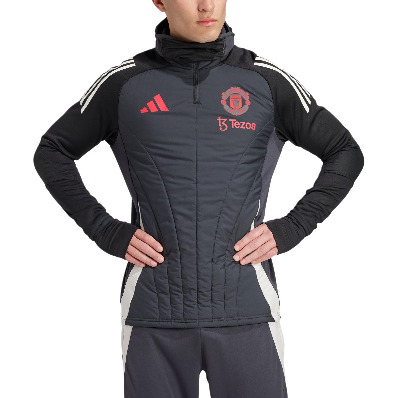 Lookbook アディダス マンチェスターユナイテッド ティロ24 AEROREADY トレーニングハーフジップスウェット ブラック IS8090