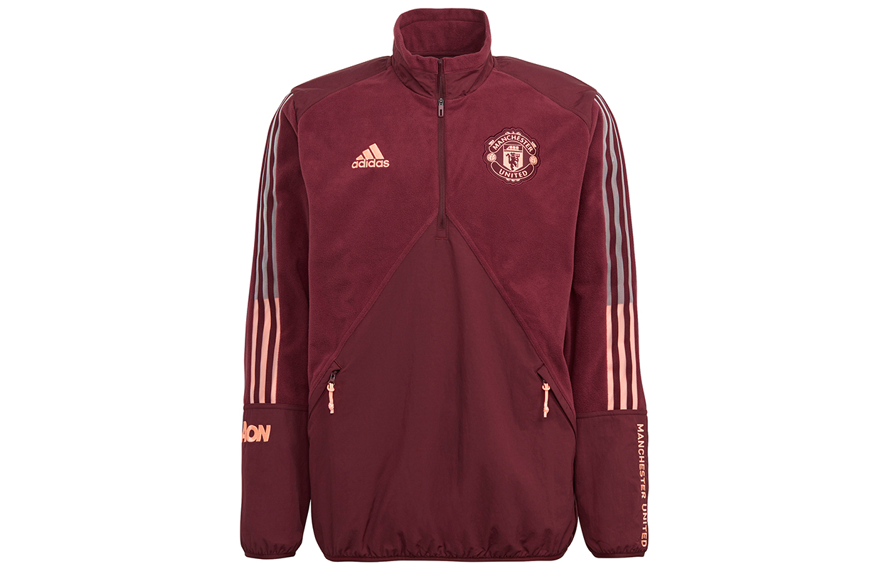 adidas Manchester United Travel Half-Zip Retro Jacket Maroon Mens GK9427