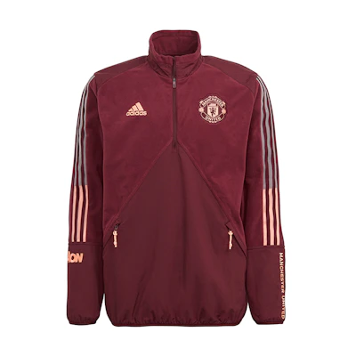 adidas Manchester United Travel Half-Zip Retro Jacket Maroon Mens GK9427