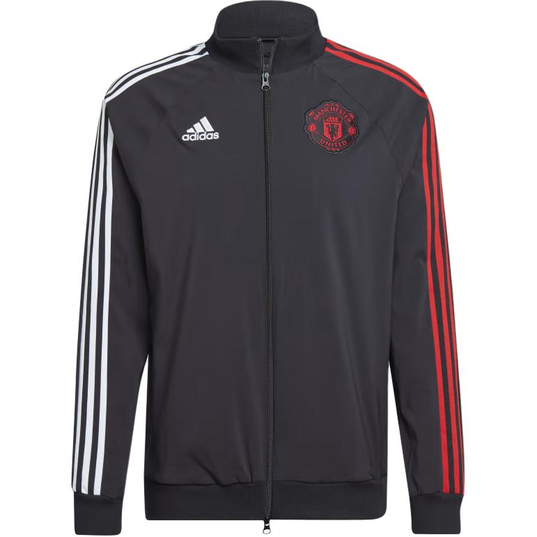 adidas Manchester United Travel Logo Print Retro Sports Jacket Black H44648