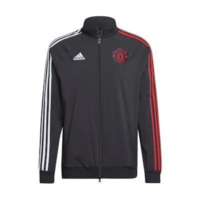 adidas Manchester United Travel Logo Print Retro Sports Jacket Black H44648