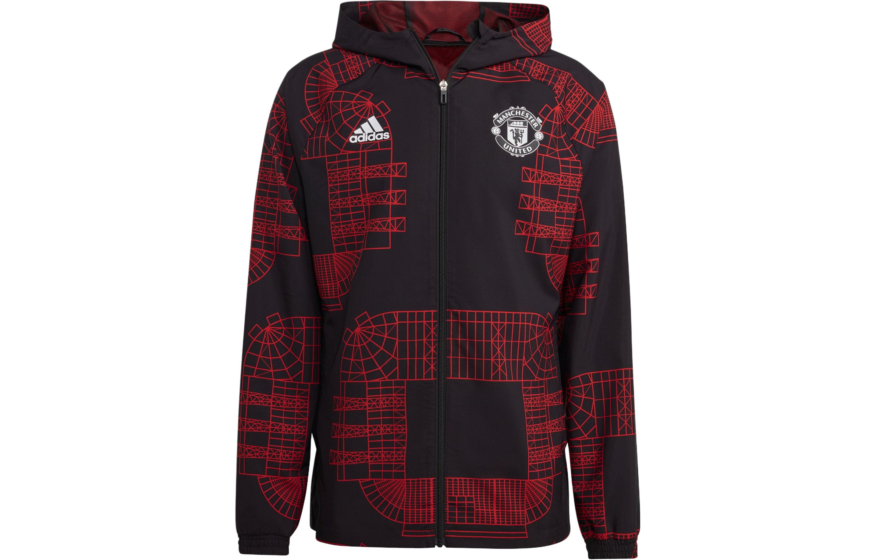 adidas Manchester United Windbreaker Black Hoodie Jacket HT1999