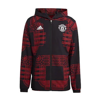 adidas Manchester United Windbreaker Black Hoodie Jacket HT1999