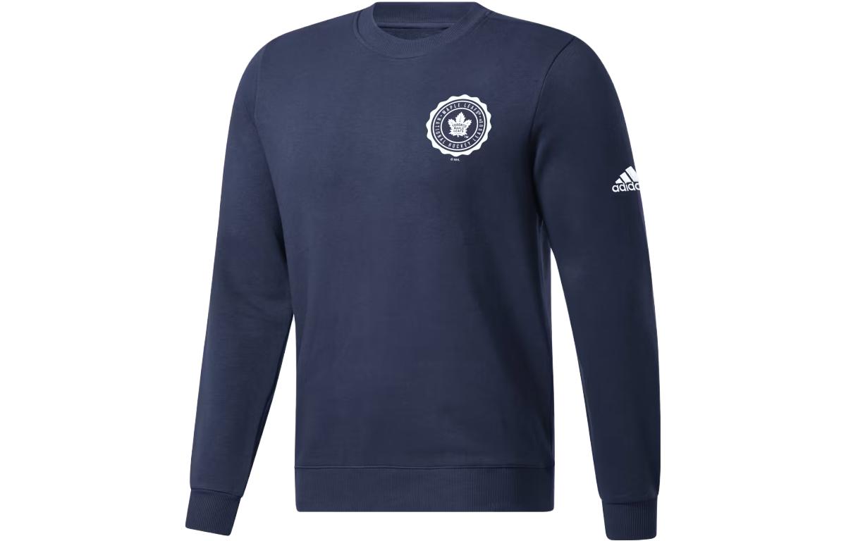 adidas Maple Leafs Ice Hockey Navy Blue Long Sleeve Sweatshirt Mens IK9258