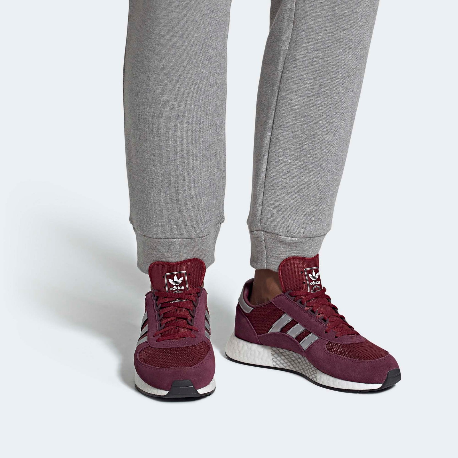 Sizing adidas originals Marathonx5923 舒適復古透氣跑步鞋 紅酒色 男女皆宜