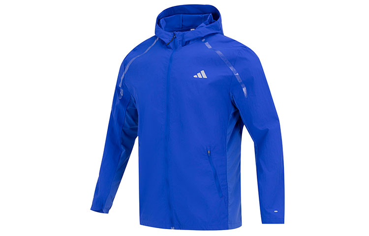 adidas Marathon Logo Print Casual Sports Hooded Jacket Blue - IB8266