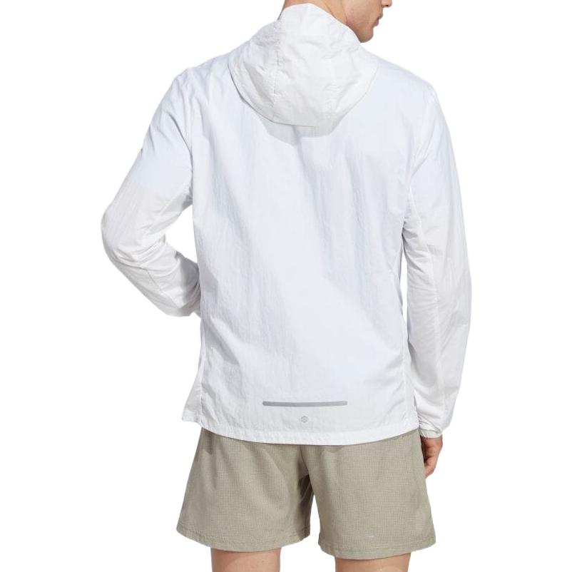 Shop 阿迪达斯马拉松标志印花白色男士休闲连帽夹克 IB8265