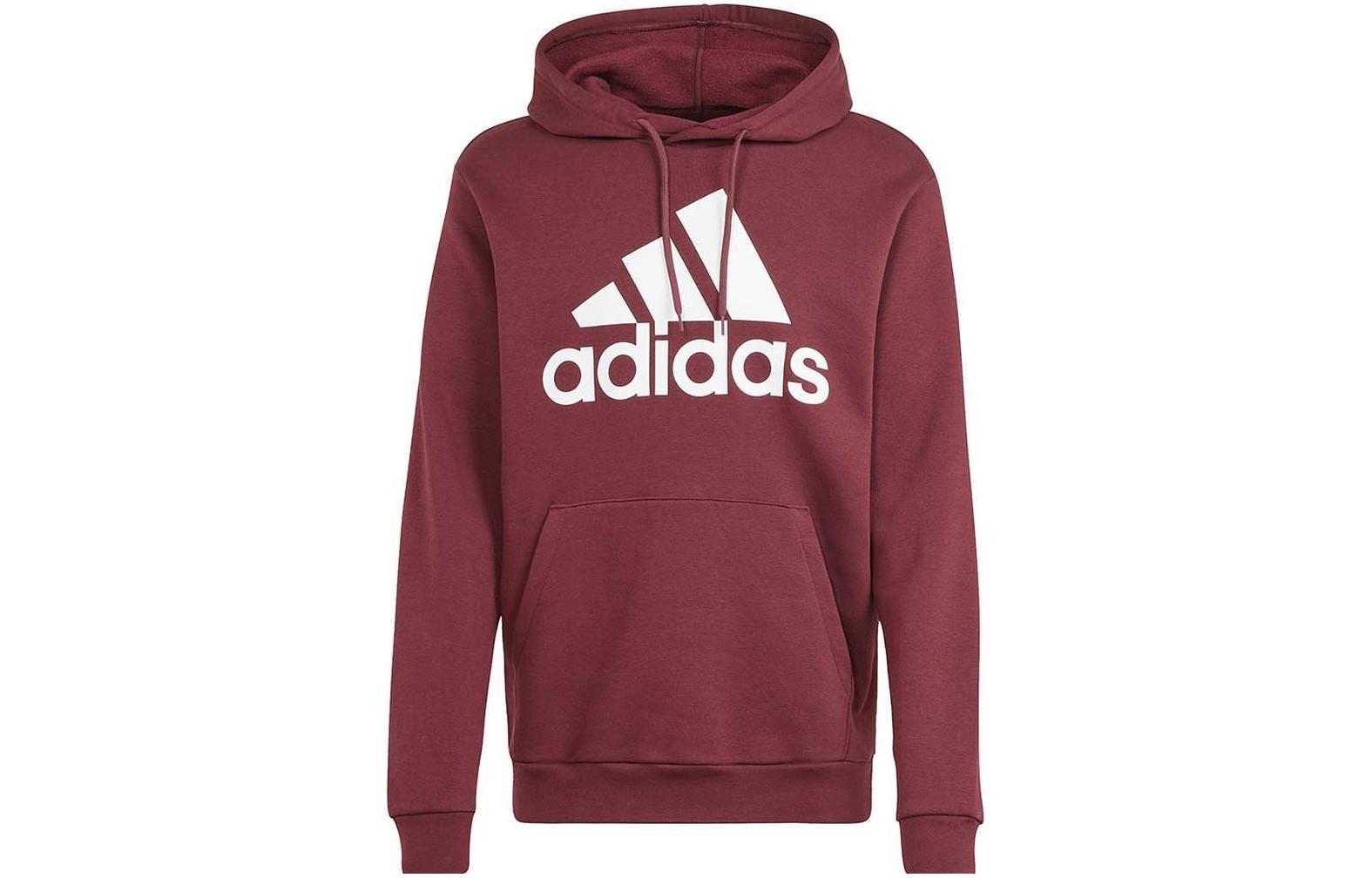adidas Maroon Letter Logo Fleece Hoodie Casual Long Sleeve IN0626