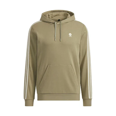 adidas Matcha Green Kangaroo Pocket Logo Striped Drawstring Hoodie HD4673