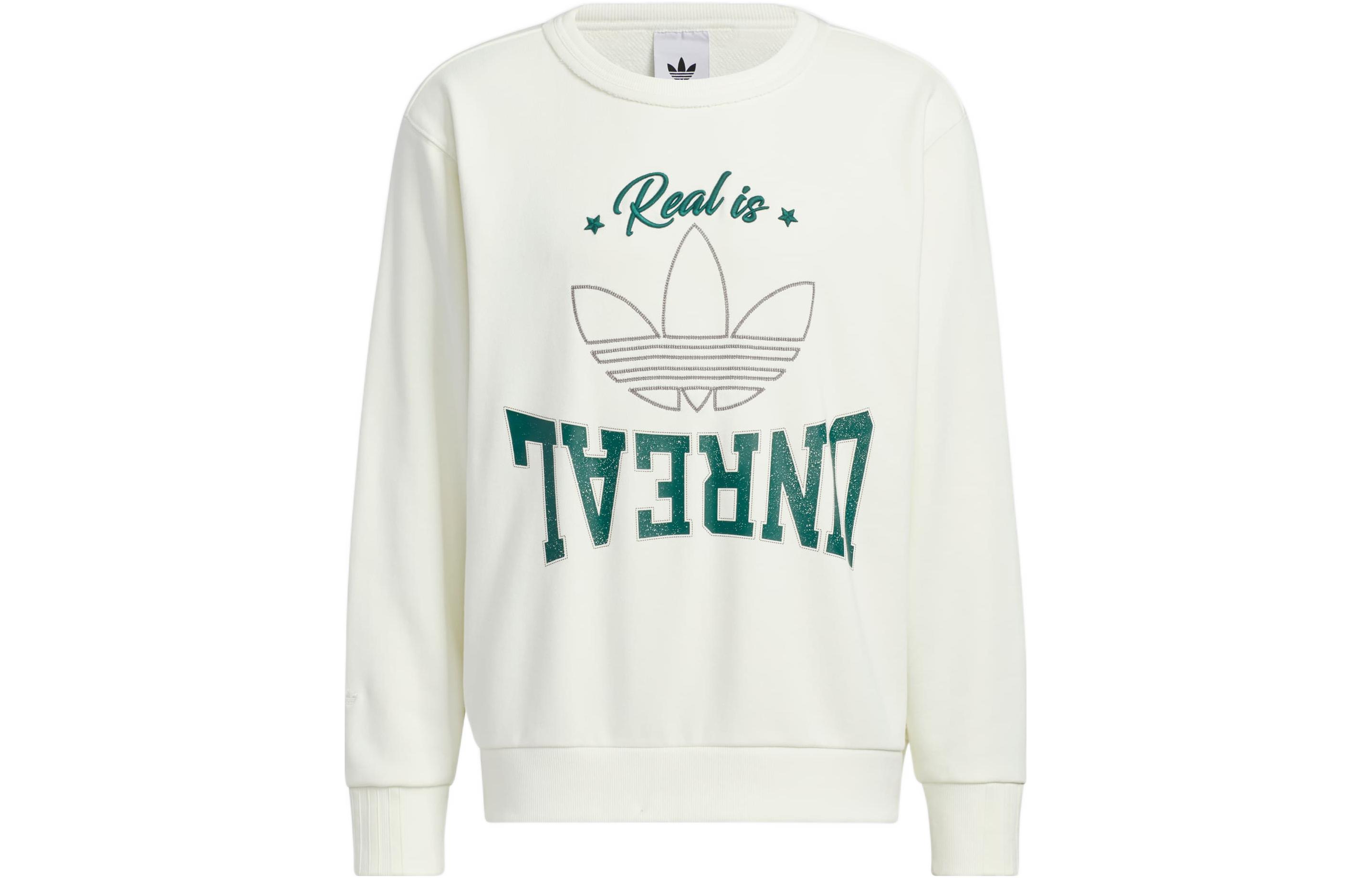 adidas MC Crewneck White Trefoil Logo Retro Long-Sleeve Sweatshirt HS7277