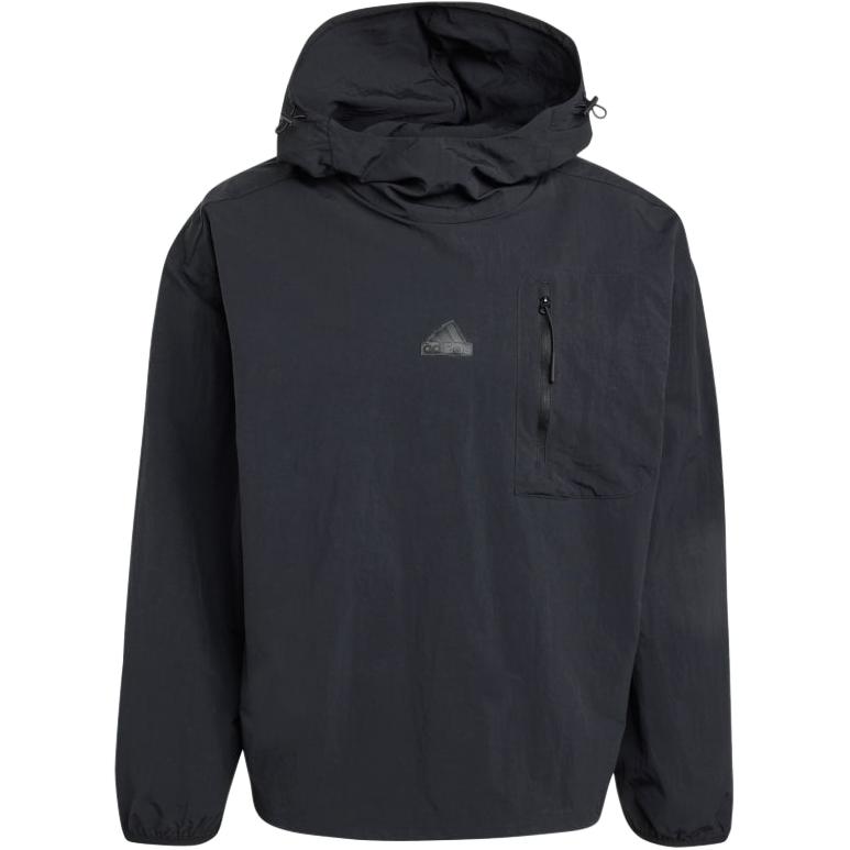 adidas Men’s Black Solid Logo Print Hoodie Long Sleeve Jacket IY1514