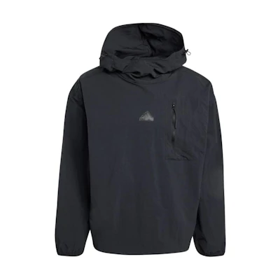 adidas Men’s Black Solid Logo Print Hoodie Long Sleeve Jacket IY1514