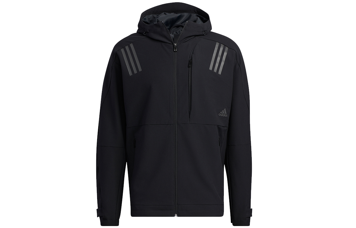 adidas Men’s Black TH WV Multi Logo Print 3-Stripes Sports Hoodie Jacket H39264 圖 2