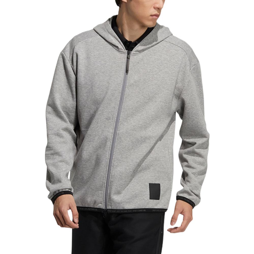 adidas Men’s Grey Solid Logo Zip-Up Hoodie Jacket GT3301
