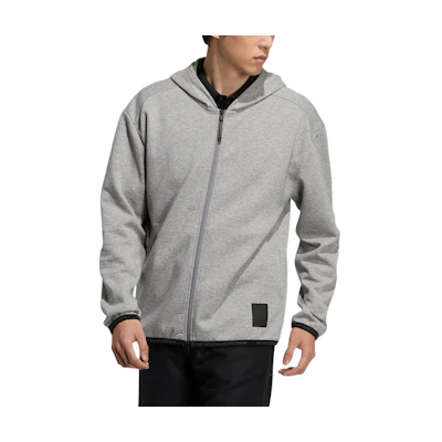 adidas Men’s Grey Solid Logo Zip-Up Hoodie Jacket GT3301