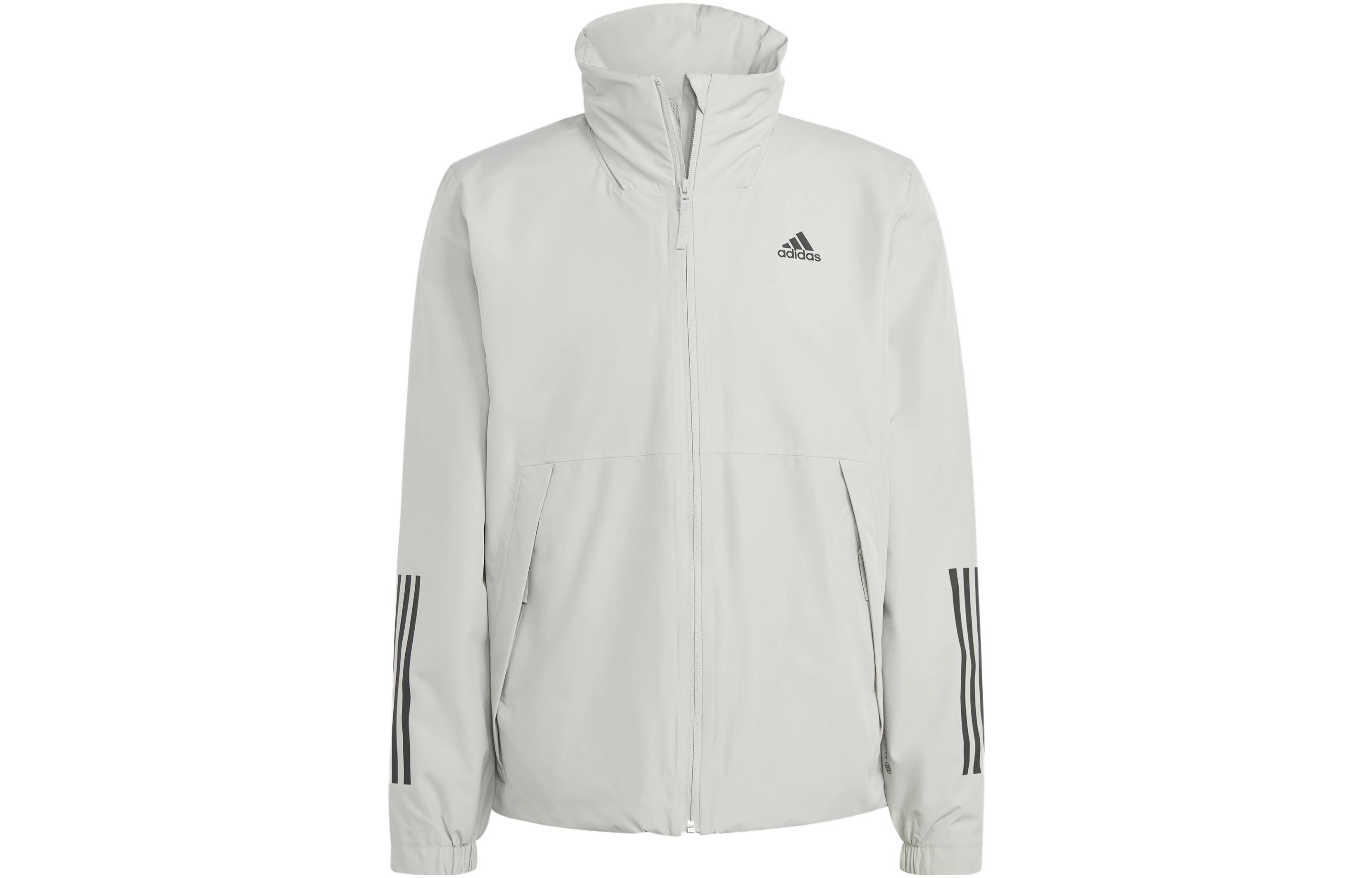 adidas Men’s Logo Printed Striped Zip Jacket Metallic Grey HM2268